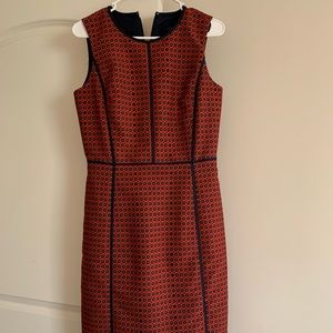 J.Crew knee length red and navy pencil dress size 4
